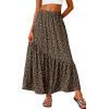 imageGRECERELLE Womens Boho Maxi Skirt High Waist Pleated ALine Flowy Swing Asymmetric Tiered Long Skirts with PocketsLd Khaki
