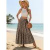 imageGRECERELLE Womens Boho Maxi Skirt High Waist Pleated ALine Flowy Swing Asymmetric Tiered Long Skirts with PocketsLd Khaki