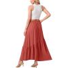 imageGRECERELLE Womens Boho Maxi Skirt High Waist Pleated ALine Flowy Swing Asymmetric Tiered Long Skirts with PocketsLiving Coral