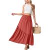imageGRECERELLE Womens Boho Maxi Skirt High Waist Pleated ALine Flowy Swing Asymmetric Tiered Long Skirts with PocketsLiving Coral