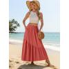 imageGRECERELLE Womens Boho Maxi Skirt High Waist Pleated ALine Flowy Swing Asymmetric Tiered Long Skirts with PocketsLiving Coral