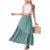 imageGRECERELLE Womens Boho Maxi Skirt High Waist Pleated ALine Flowy Swing Asymmetric Tiered Long Skirts with PocketsSea Green