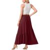 imageGRECERELLE Womens Boho Maxi Skirt High Waist Pleated ALine Flowy Swing Asymmetric Tiered Long Skirts with PocketsWine Red