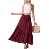imageGRECERELLE Womens Boho Maxi Skirt High Waist Pleated ALine Flowy Swing Asymmetric Tiered Long Skirts with PocketsWine Red