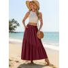 imageGRECERELLE Womens Boho Maxi Skirt High Waist Pleated ALine Flowy Swing Asymmetric Tiered Long Skirts with PocketsWine Red