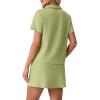 imageGRECERELLE Womens Summer 2 Piece Skort Set Half Zip Short Sleeve Top amp Pocketed Tennis Skirt For Sports amp VacationsAvocado Green
