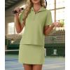 imageGRECERELLE Womens Summer 2 Piece Skort Set Half Zip Short Sleeve Top amp Pocketed Tennis Skirt For Sports amp VacationsAvocado Green