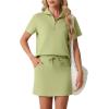 imageGRECERELLE Womens Summer 2 Piece Skort Set Half Zip Short Sleeve Top amp Pocketed Tennis Skirt For Sports amp VacationsAvocado Green