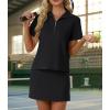 imageGRECERELLE Womens Summer 2 Piece Skort Set Half Zip Short Sleeve Top amp Pocketed Tennis Skirt For Sports amp VacationsBlack