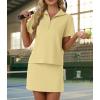 imageGRECERELLE Womens Summer 2 Piece Skort Set Half Zip Short Sleeve Top amp Pocketed Tennis Skirt For Sports amp VacationsButter Yellow