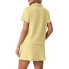 imageGRECERELLE Womens Summer 2 Piece Skort Set Half Zip Short Sleeve Top amp Pocketed Tennis Skirt For Sports amp VacationsButter Yellow