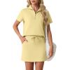 imageGRECERELLE Womens Summer 2 Piece Skort Set Half Zip Short Sleeve Top amp Pocketed Tennis Skirt For Sports amp VacationsButter Yellow