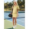 imageGRECERELLE Womens Summer 2 Piece Skort Set Half Zip Short Sleeve Top amp Pocketed Tennis Skirt For Sports amp VacationsButter Yellow
