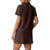 imageGRECERELLE Womens Summer 2 Piece Skort Set Half Zip Short Sleeve Top amp Pocketed Tennis Skirt For Sports amp VacationsDark Coffee