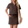 imageGRECERELLE Womens Summer 2 Piece Skort Set Half Zip Short Sleeve Top amp Pocketed Tennis Skirt For Sports amp VacationsDark Coffee