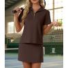 imageGRECERELLE Womens Summer 2 Piece Skort Set Half Zip Short Sleeve Top amp Pocketed Tennis Skirt For Sports amp VacationsDark Coffee