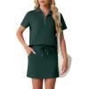 imageGRECERELLE Womens Summer 2 Piece Skort Set Half Zip Short Sleeve Top amp Pocketed Tennis Skirt For Sports amp VacationsDark Green
