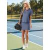 imageGRECERELLE Womens Summer 2 Piece Skort Set Half Zip Short Sleeve Top amp Pocketed Tennis Skirt For Sports amp VacationsDenim Blue