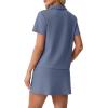 imageGRECERELLE Womens Summer 2 Piece Skort Set Half Zip Short Sleeve Top amp Pocketed Tennis Skirt For Sports amp VacationsDenim Blue