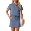 imageGRECERELLE Womens Summer 2 Piece Skort Set Half Zip Short Sleeve Top amp Pocketed Tennis Skirt For Sports amp VacationsDenim Blue