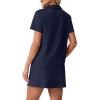 imageGRECERELLE Womens Summer 2 Piece Skort Set Half Zip Short Sleeve Top amp Pocketed Tennis Skirt For Sports amp VacationsNavy Blue