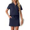 imageGRECERELLE Womens Summer 2 Piece Skort Set Half Zip Short Sleeve Top amp Pocketed Tennis Skirt For Sports amp VacationsNavy Blue