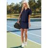 imageGRECERELLE Womens Summer 2 Piece Skort Set Half Zip Short Sleeve Top amp Pocketed Tennis Skirt For Sports amp VacationsNavy Blue