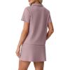 imageGRECERELLE Womens Summer 2 Piece Skort Set Half Zip Short Sleeve Top amp Pocketed Tennis Skirt For Sports amp VacationsRose Brown