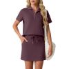 imageGRECERELLE Womens Summer 2 Piece Skort Set Half Zip Short Sleeve Top amp Pocketed Tennis Skirt For Sports amp VacationsRosewood