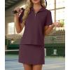 imageGRECERELLE Womens Summer 2 Piece Skort Set Half Zip Short Sleeve Top amp Pocketed Tennis Skirt For Sports amp VacationsRosewood