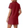 imageGRECERELLE Womens Summer 2 Piece Skort Set Half Zip Short Sleeve Top amp Pocketed Tennis Skirt For Sports amp VacationsWine Red