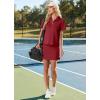 imageGRECERELLE Womens Summer 2 Piece Skort Set Half Zip Short Sleeve Top amp Pocketed Tennis Skirt For Sports amp VacationsWine Red