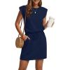 imageGRECERELLE 2026 Womens Summer Dresses Round Neck Sleeveless Tie Waist Casual Mini Sundresses with PocketsNavy Blue