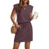 imageGRECERELLE 2026 Womens Summer Dresses Round Neck Sleeveless Tie Waist Casual Mini Sundresses with PocketsRosewood