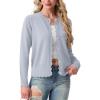 imageGRECERELLE Cardigan Sweaters for Women Lightweight Crewneck Button Down Soft Knit Dressy Cardigans 2026Gray Blue
