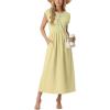 imageGRECERELLE Womens 2026 Spring amp Summer Cap Sleeve Vacation Casual A Line Maxi Dresses with PocketsButter Yellow