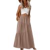 imageGRECERELLE Womens Boho Maxi Skirt Elastic High Waist Tiered ALine Casual Summer Flowy Asymmetric Long Skirts with PocketsCoffee Gray