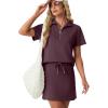 imageGRECERELLE Womens Summer 2 Piece Skort Set Half Zip Short Sleeve Top amp Pocketed Tennis Skirt For Sports amp VacationsRosewood