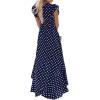 imageGRECERELLE 2026 Womens Spring Summer Boho Floral Print VNeck Faux Wrap Maxi Dress for Wedding Guest Graduation Party01 Polka Dotsnavy Blue