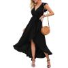 imageGRECERELLE 2026 Womens Spring Summer Boho Floral Print VNeck Faux Wrap Maxi Dress for Wedding Guest Graduation Party02 Black