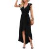 imageGRECERELLE 2026 Womens Spring Summer Boho Floral Print VNeck Faux Wrap Maxi Dress for Wedding Guest Graduation Party02 Black