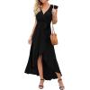 imageGRECERELLE 2026 Womens Spring Summer Boho Floral Print VNeck Faux Wrap Maxi Dress for Wedding Guest Graduation Party02 Black