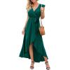imageGRECERELLE 2026 Womens Spring Summer Boho Floral Print VNeck Faux Wrap Maxi Dress for Wedding Guest Graduation Party04 Dark Green