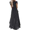 imageGRECERELLE 2026 Womens Spring Summer Boho Floral Print VNeck Faux Wrap Maxi Dress for Wedding Guest Graduation Party05 Polka Dotsblack