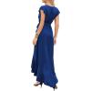 imageGRECERELLE 2026 Womens Spring Summer Boho Floral Print VNeck Faux Wrap Maxi Dress for Wedding Guest Graduation Party06 Navy Blue