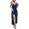 imageGRECERELLE 2026 Womens Spring Summer Boho Floral Print VNeck Faux Wrap Maxi Dress for Wedding Guest Graduation Party06 Navy Blue