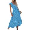 imageGRECERELLE 2026 Womens Spring Summer Boho Floral Print VNeck Faux Wrap Maxi Dress for Wedding Guest Graduation Party07 Polka Dotslight Blue