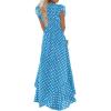 imageGRECERELLE 2026 Womens Spring Summer Boho Floral Print VNeck Faux Wrap Maxi Dress for Wedding Guest Graduation Party07 Polka Dotslight Blue