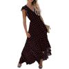 imageGRECERELLE 2026 Womens Spring Summer Boho Floral Print VNeck Faux Wrap Maxi Dress for Wedding Guest Graduation Party12 Polka Dotsred Black