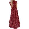 imageGRECERELLE 2026 Womens Spring Summer Boho Floral Print VNeck Faux Wrap Maxi Dress for Wedding Guest Graduation Party14 Polka Dotswine Red